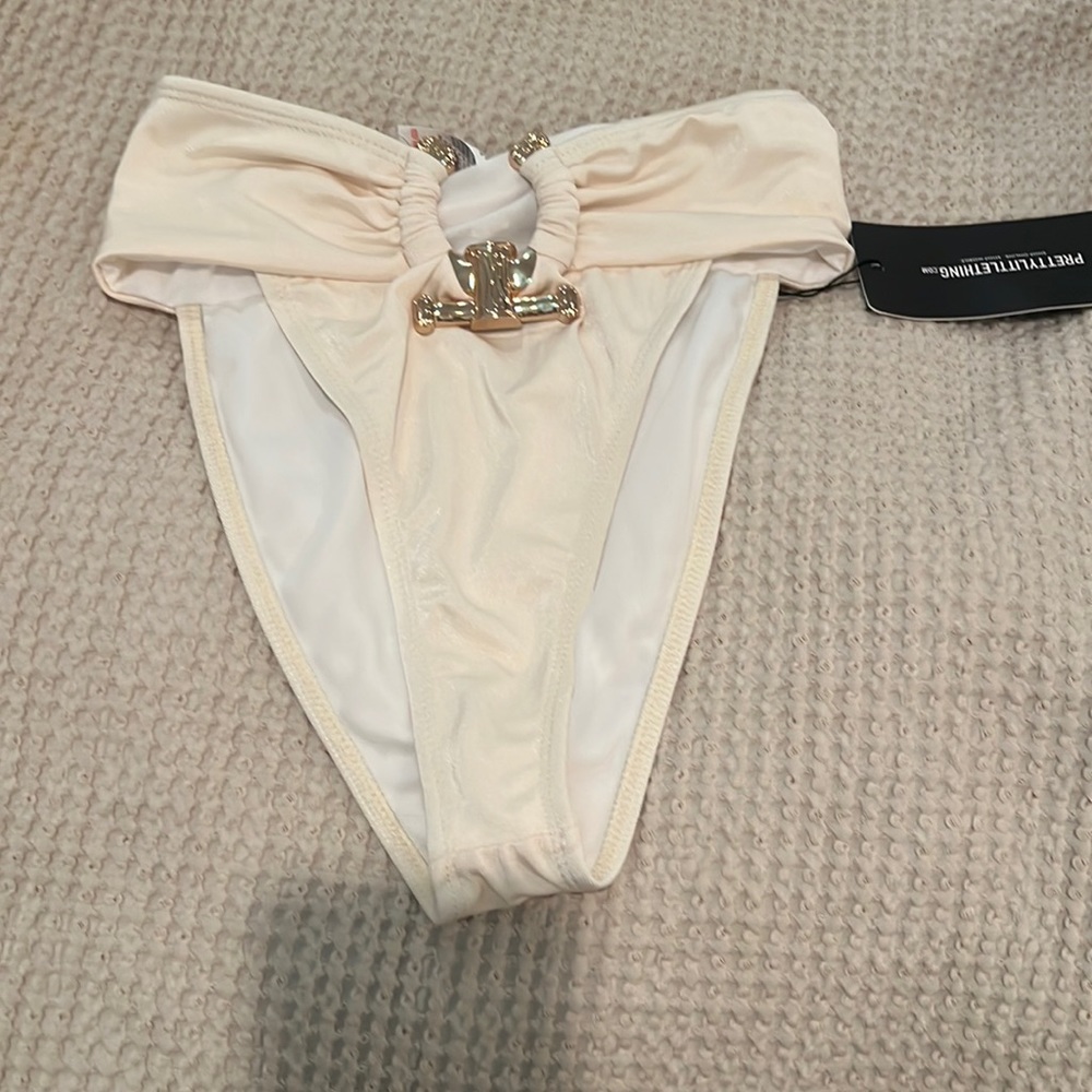 NWT cream high wasted swim bottom
